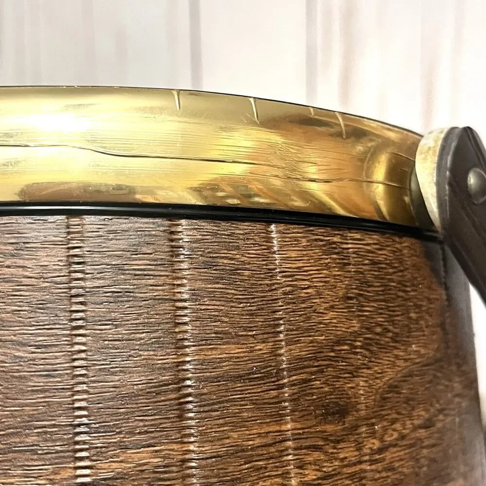 MCM Vintage 70's Kraftware Ice Bucket Brown & Gold Vintage Barware